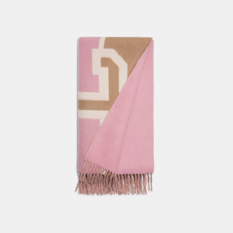 Scarves for weddings -Coach Outlet Reversible Colorblock Varsity Print Oversized Muffler