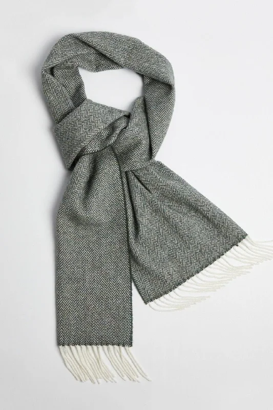 Scarves with dual styles -Foxford  Lambswool Scarf | Mallard Green