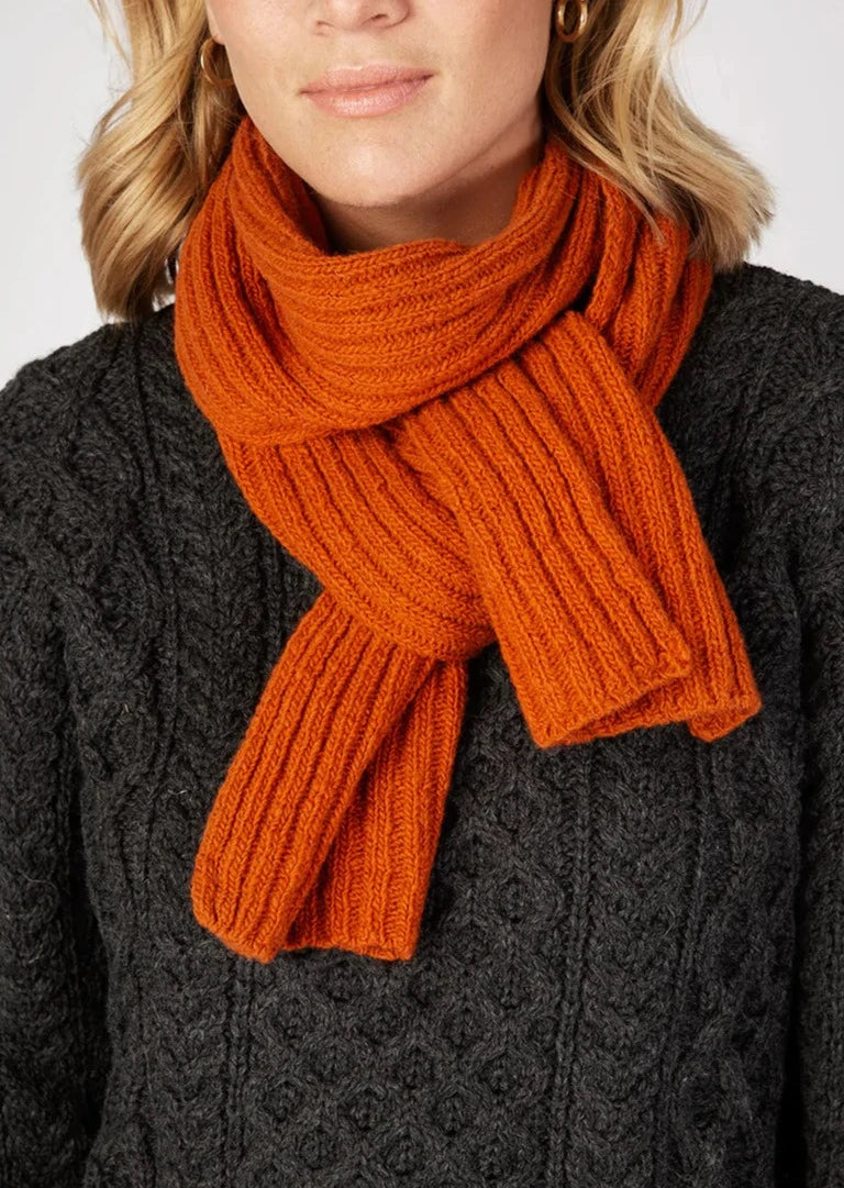 Scarves with metallic threads -IrelandsEye Luxe Ribbed Scarf | Terracotta