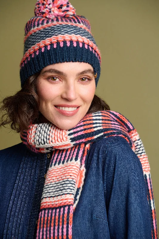 Neck Scarves perfect-Textured Stripe Knitted Scarf