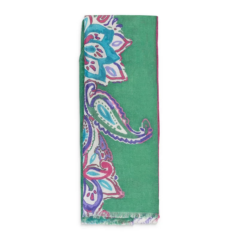 Scarves with island vibes -CASHMERE PRINTED MULTICOLOR SCARF