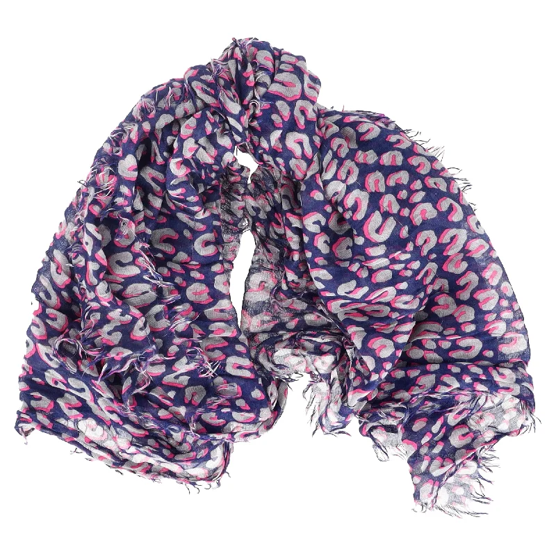 Scarves with cultural prints -Louis Vuitton Cheetah Print Scarf in Navy Cashmere