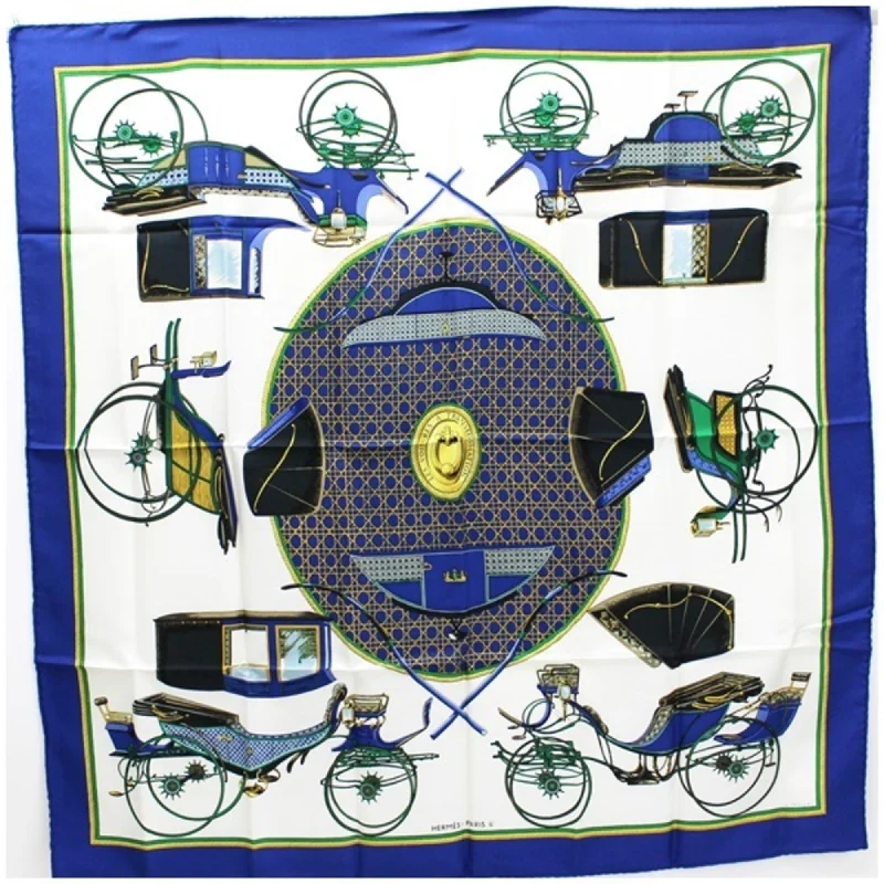 Scarves with rich feel -Hermes Navy  Silk Scarf (Pre-Owned)