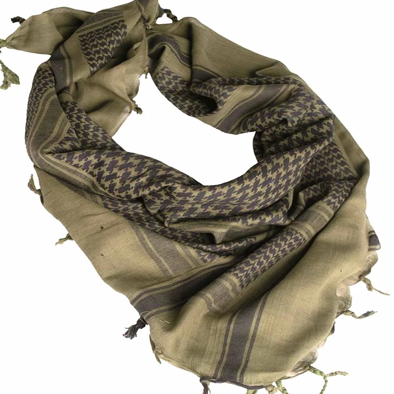 Scarves in breathable cotton -Olive Green/Black Cotton Shemagh