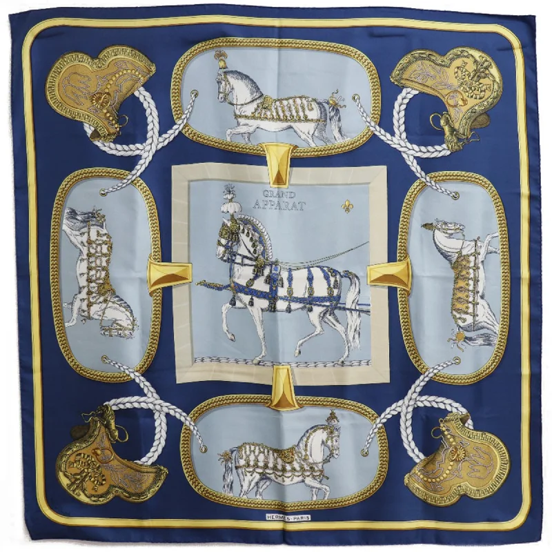 Scarves for kids -Hermes blue yellow Silk Scarf (Pre-Owned)