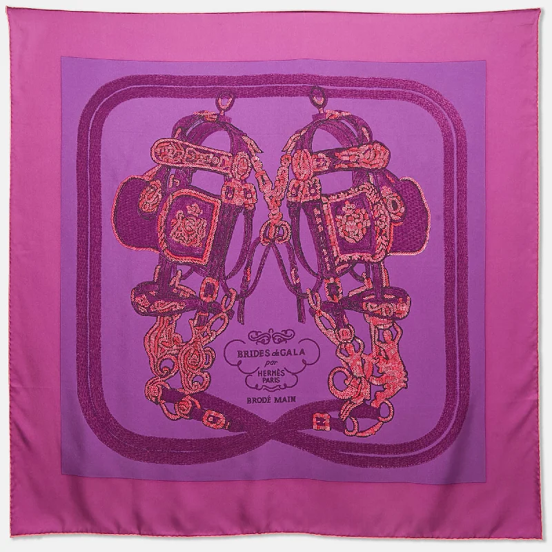 Scarves for chilly nights -Hermes Purple Silk Brides De Gala Brode Scarf