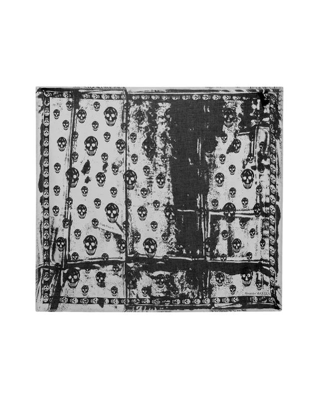 Mens Scarf Affordable-Folded Classic Scarf - Alexander McQueen - Canvas - Ivory/Black