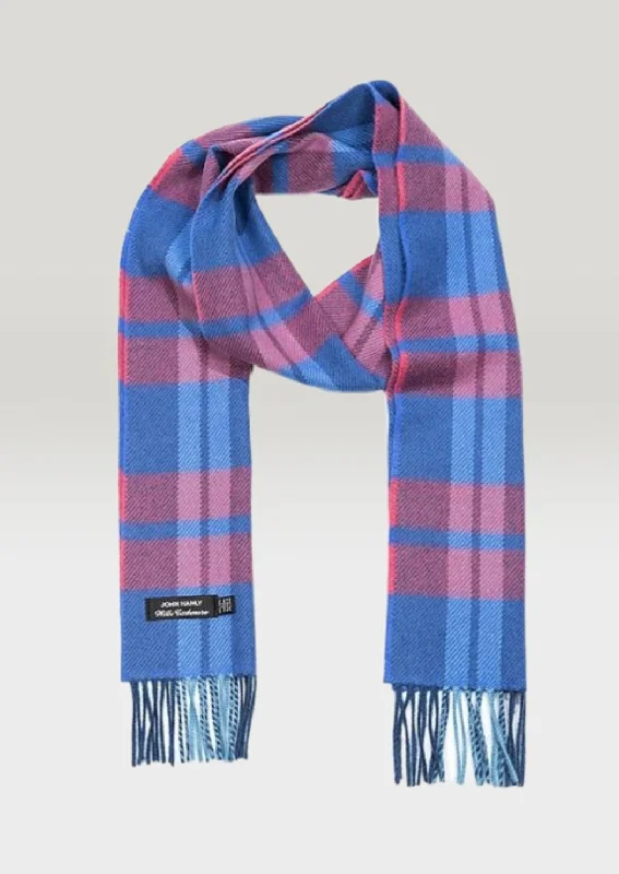 Scarves for outdoor ceremonies -Irish Cashmere Wool Scarf Blue Pink Plaid