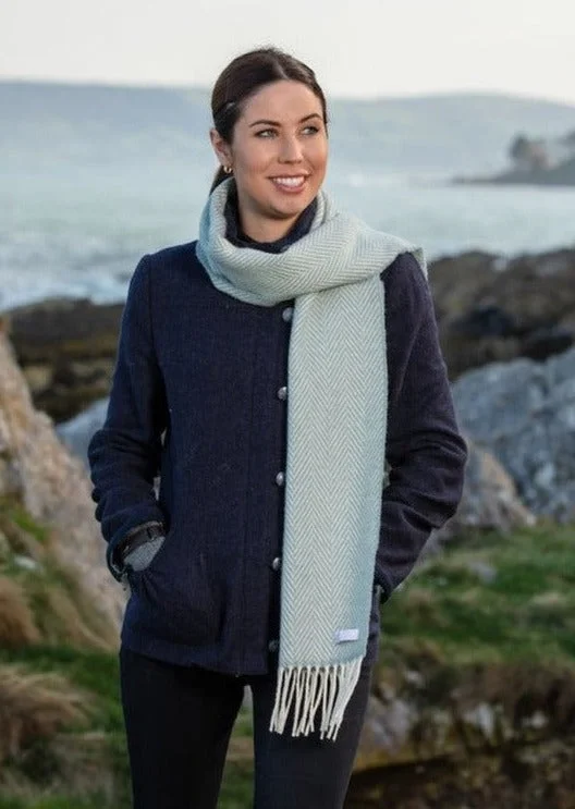 Scarves in cool cotton -Foxford Cashmere Scarf | Sage & White