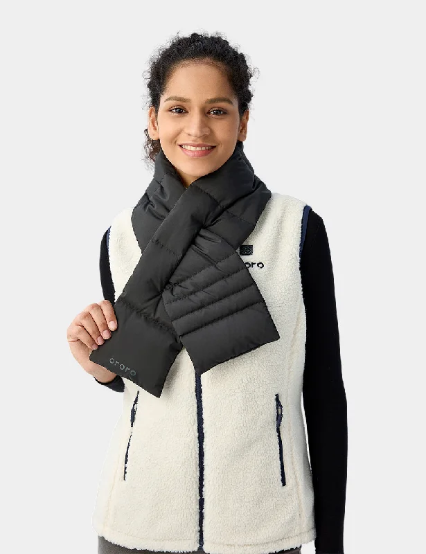 Scarves in soft wool -Unisex Heated Puffer Down Scarf - Black / Light Gray