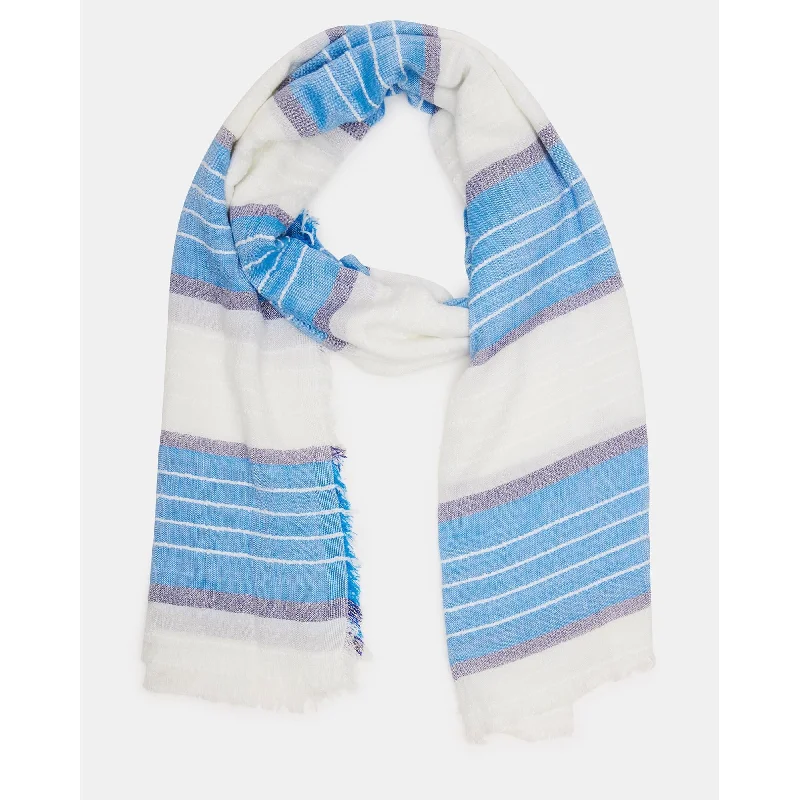 Scarves in neutral tones -Striped Oblong Scarf Blue