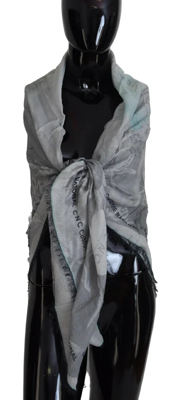 Scarves in airy fabrics -Costume National Print Shawl Foulard Fringes Women's Scarf