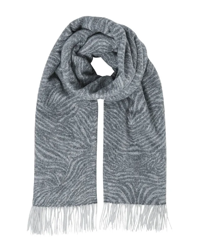 Scarves with velvet textures -Reiss Cassia Wool & Cashmere-Blend Zebra Scarf