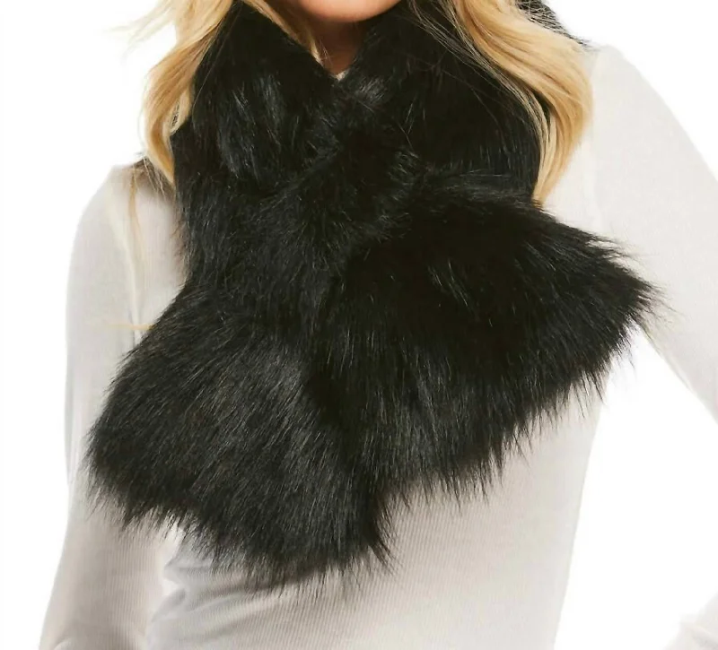 Scarves for local festivals -Fox Fur Chateau Clip Scarf In Black