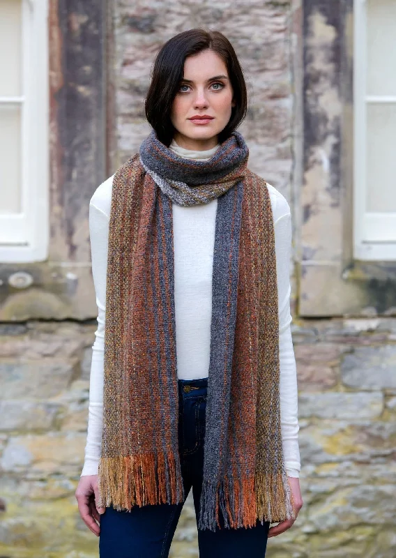 Scarves with jungle patterns -Mucros Islander Scarf | Rust Grey