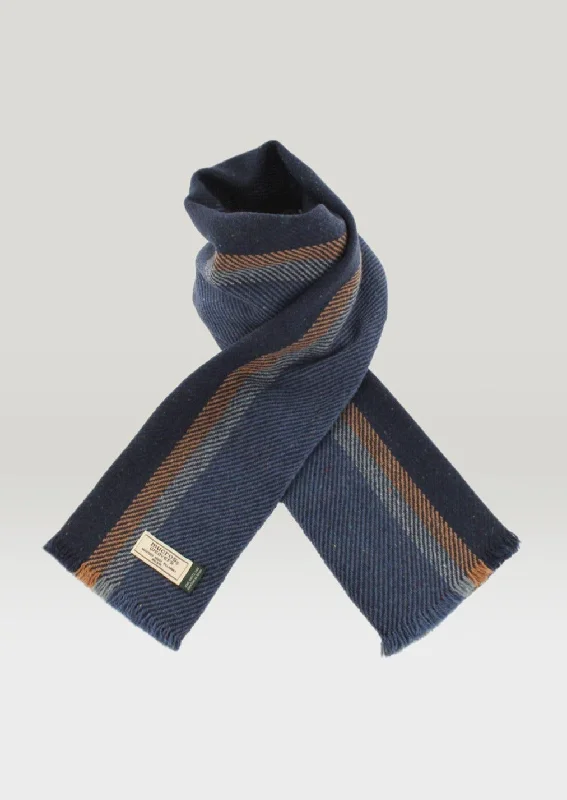 Scarves in seasonal colors -Mucros Donegal Scarf | Denim Blue Herringbone