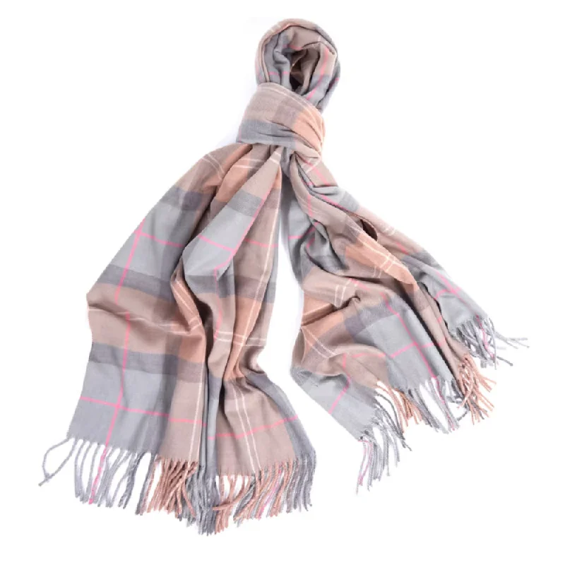 Scarves for stylish teens -Barbour Womens Hailes Wrap Taupe / Pink