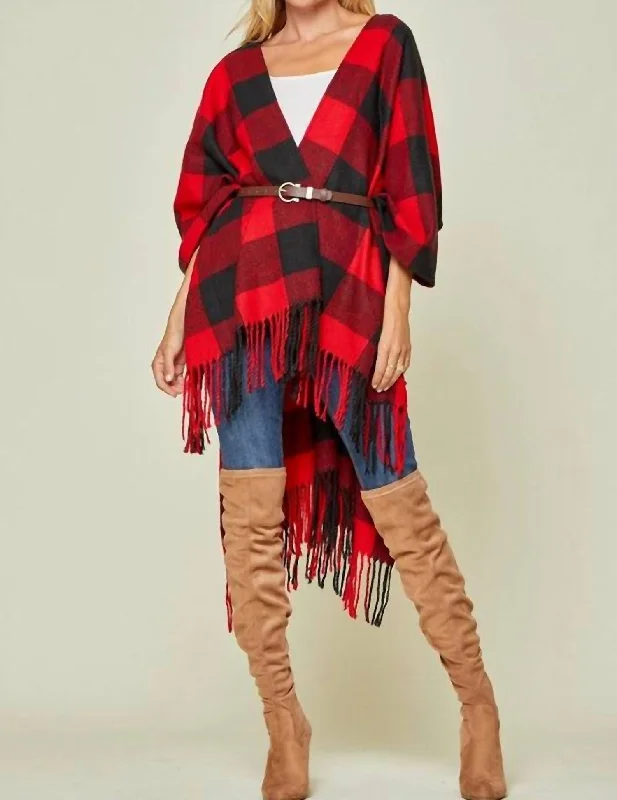 Scarves for dressy dinners -Buffalo Plaid Wrap In Red