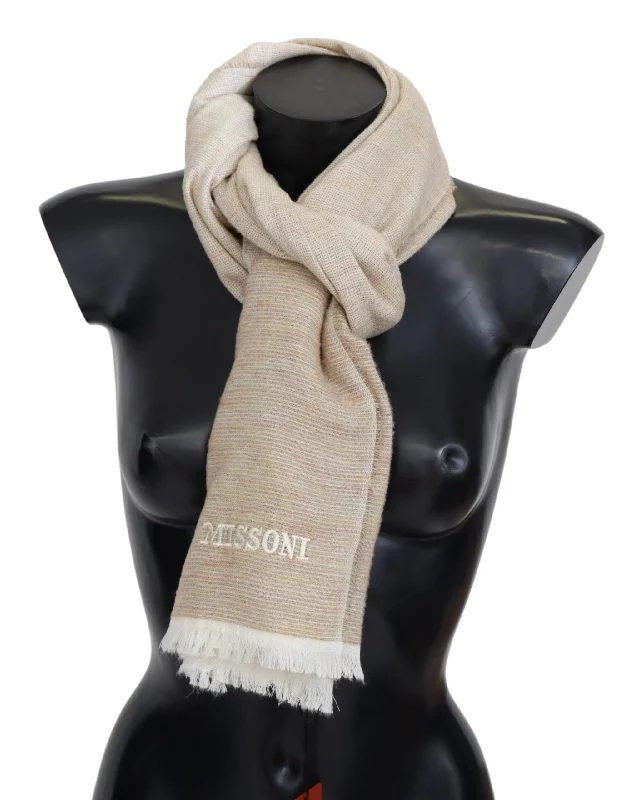 Mens Scarf Metallic-Missoni Lined Wool Knit Neck Wrap Fringe Men's Scarf