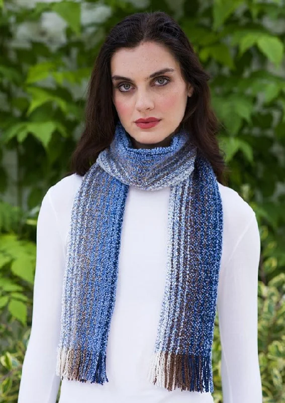 Scarves with silly prints -Mucros Skellig Scarf | Blue Mix