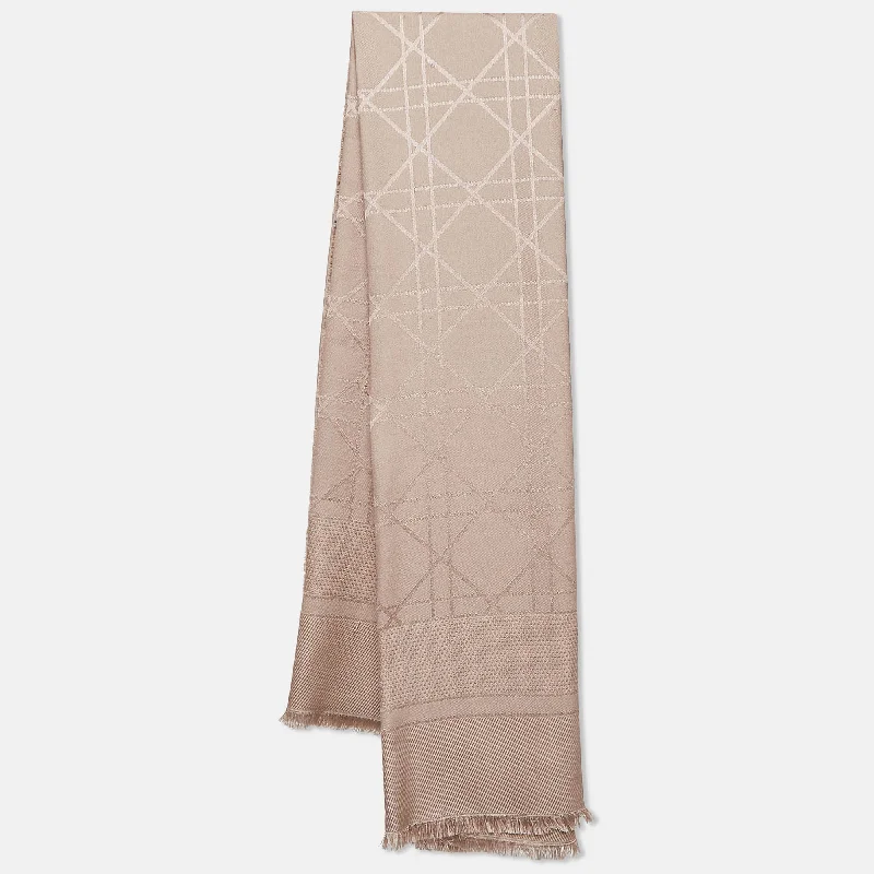 Scarves in budget styles -Dior Beige Cannage Silk Blend Square Scarf