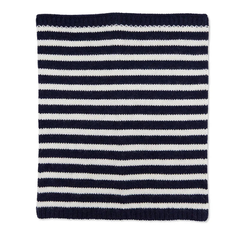 Scarves for night elegance -Breton Cashmere Snood - Navy/White