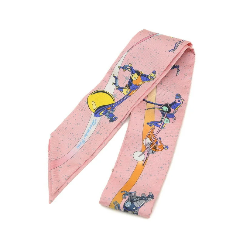 Scarves with old designs -Hermes blue  pink Silk Scarf (Pre-Owned)