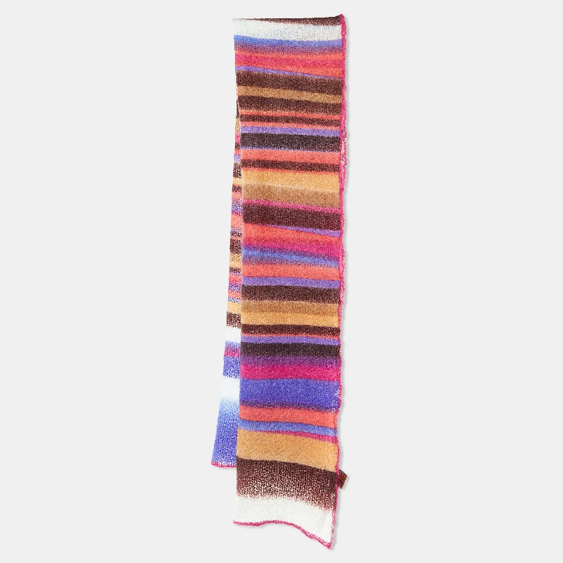 Scarves for town fashion -Missoni Multicolor Striped Mohair Blend Knit Stole