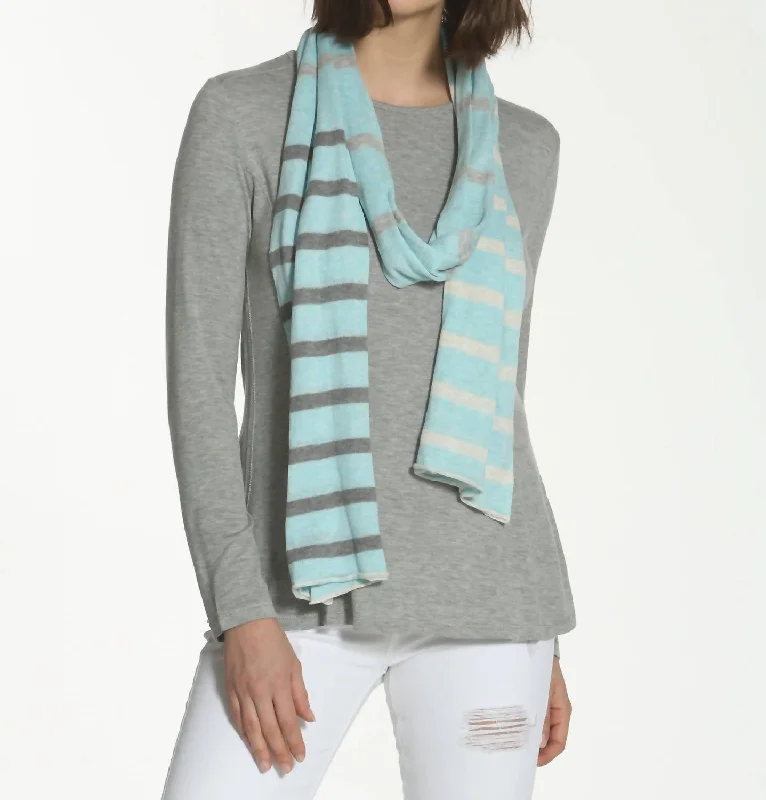 Scarves for pet outfits -Striped Tube Scarf In Mint/grey Combo