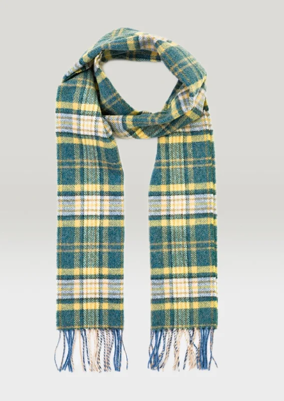 Scarves with zigzag designs -John Hanly Yellow Green Mix Check Scarf