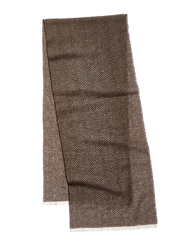 Scarves in artisanal styles -Bruno Magli Herringbone Cashmere Scarf