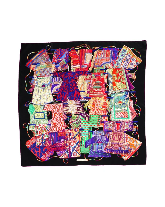 Scarves for outdoor concerts -Hermès Voyage en Étoffes Scarf in Multicolor Silk