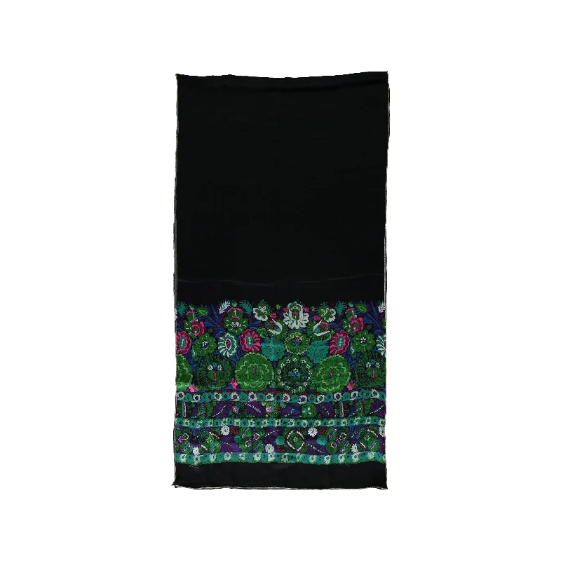 Scarves with camo patterns -Roberto Cavalli Black and Multicolor Floral Print Scarf - '10s