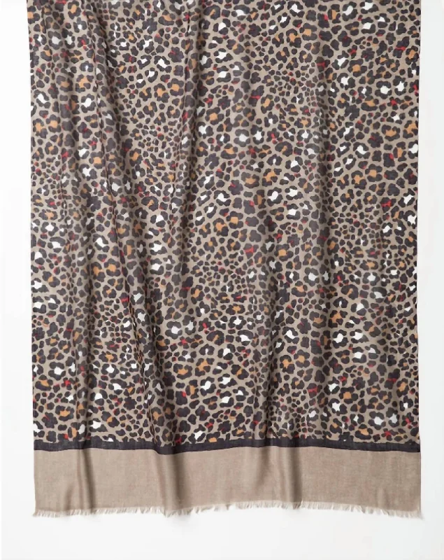 Scarves for seasonal transitions -Leopard Print Scarf In Mushroom Multi