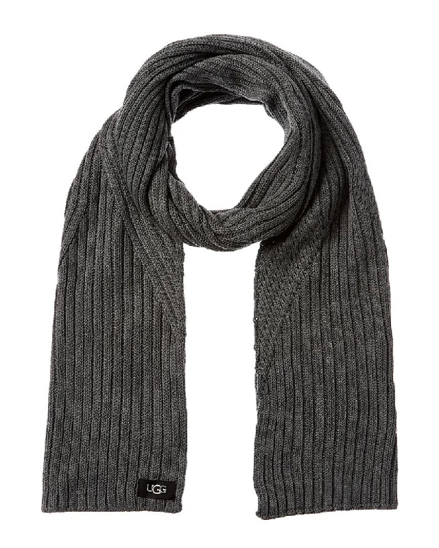 Mens Scarf Designer-Brand-UGG Ribbed Oversized Wool-Blend Scarf