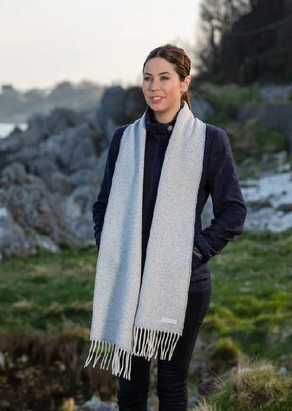 Scarves with soft watercolors -Foxford Cashmere Scarf | Pearl Grey