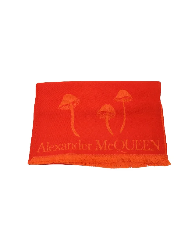 Scarves for vintage outfits -Alexander McQueen Rectangular Skull Scarf in Red Wool