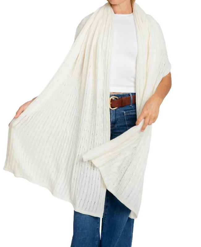 Scarves with elegant drapes -Cable Wrap In Chalk