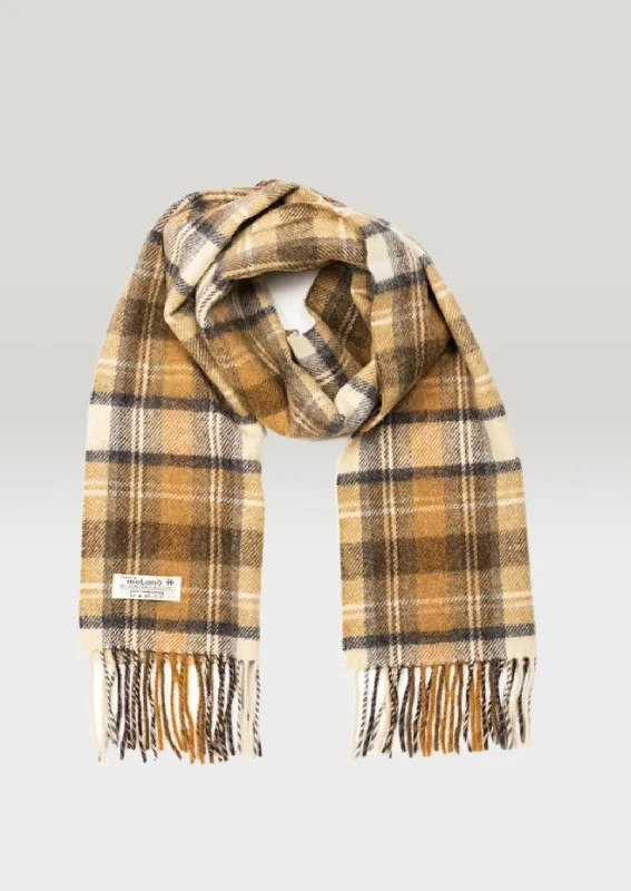 Scarves in classic wool -John Hanly Lambswool Scarf | Beige Check