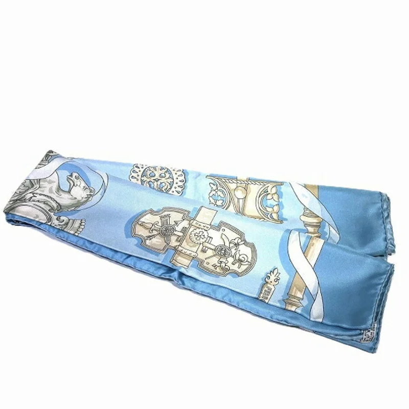 Scarves in luxury brands -Hermes blue  Silk Scarf (Pre-Owned)