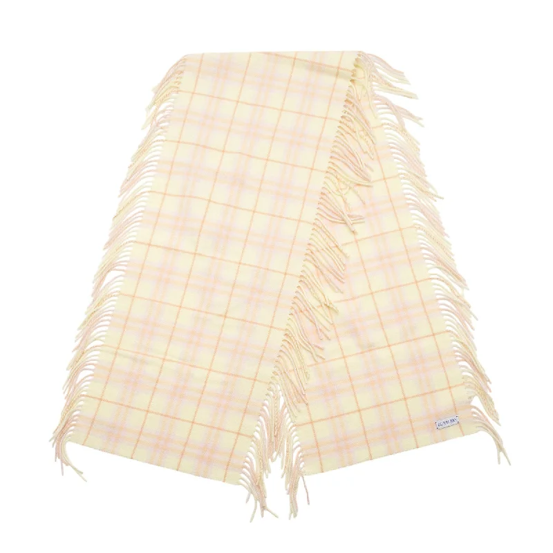 Scarves with playful fringes -Burberry Cashmere Vintage Check Fringed Scarf