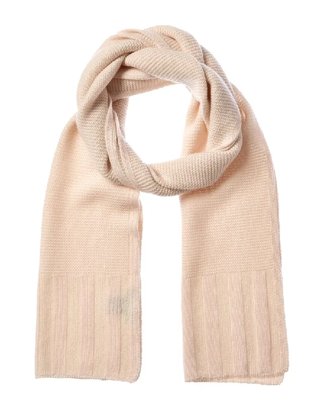 Scarves for summer -Forte Cashmere Plaited Garter Rib Trim Cashmere Scarf