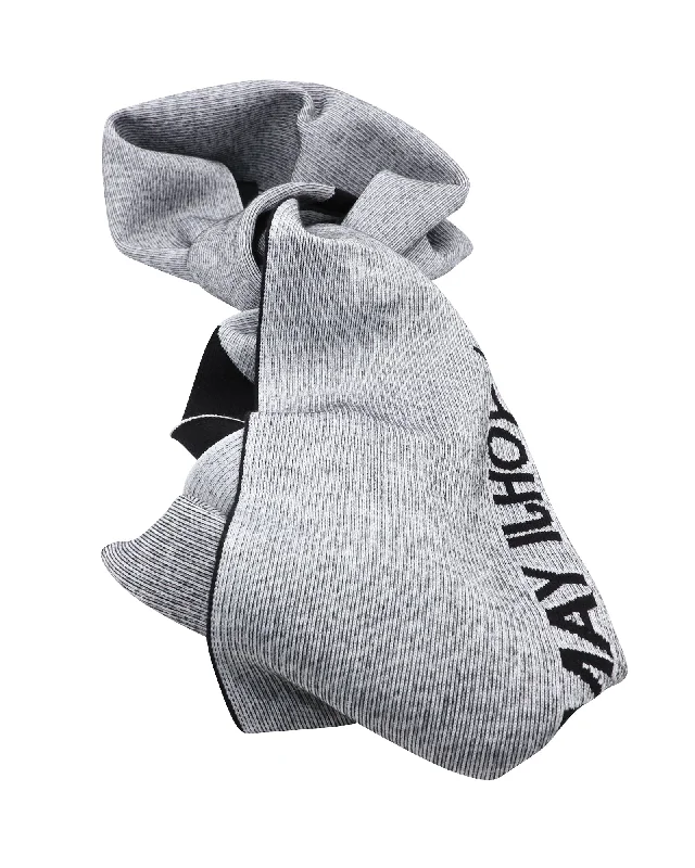 Mens Scarf Informal-Adidas Classic Y-3 Logo Scarf in Grey Wool