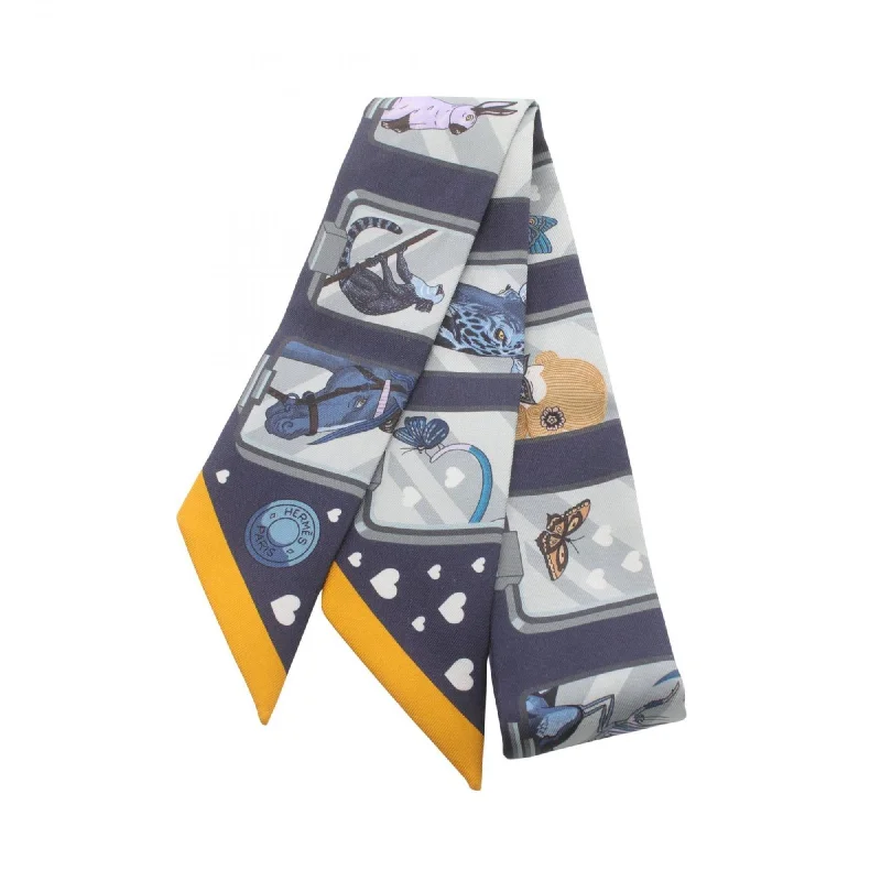 Scarves for teenagers -Hermes  Navy Silk Scarf (Pre-Owned)