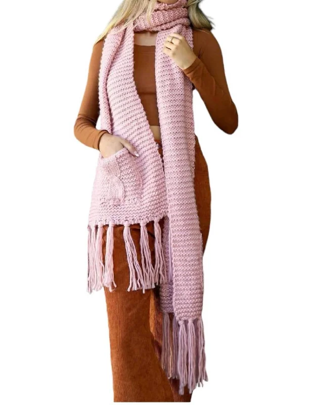 Scarves with holiday designs -Juliana Oversized Two Pocket Tassel Scarf In Blush