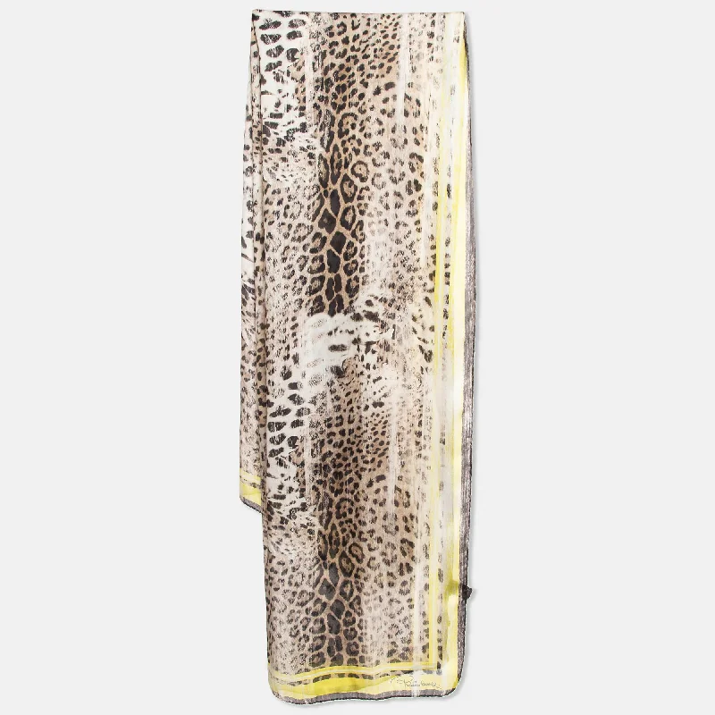 Scarves for pet fashion -Roberto Cavalli Brown Leopard Print Silk Stole