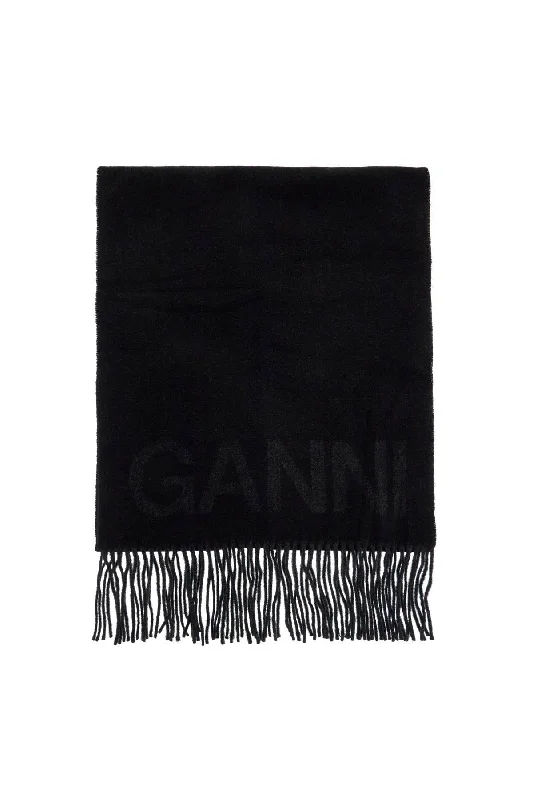 Mens Scarf Retail-Ganni Logo Lettering Scarf