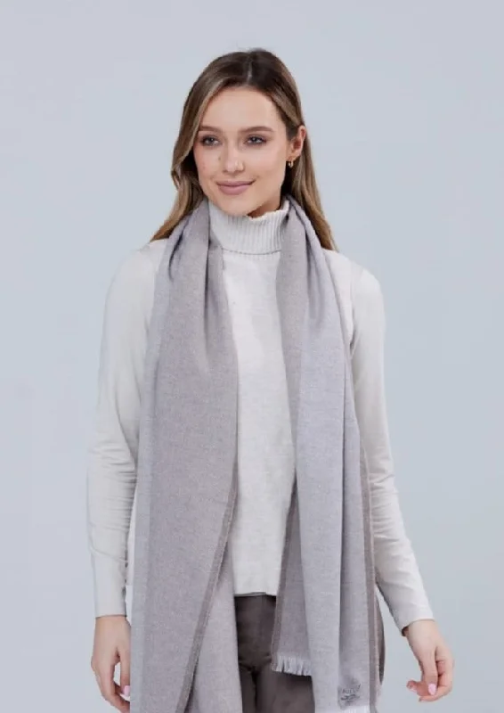 Scarves for road trips -Foxford Giant Merino Scarf | Mink Border