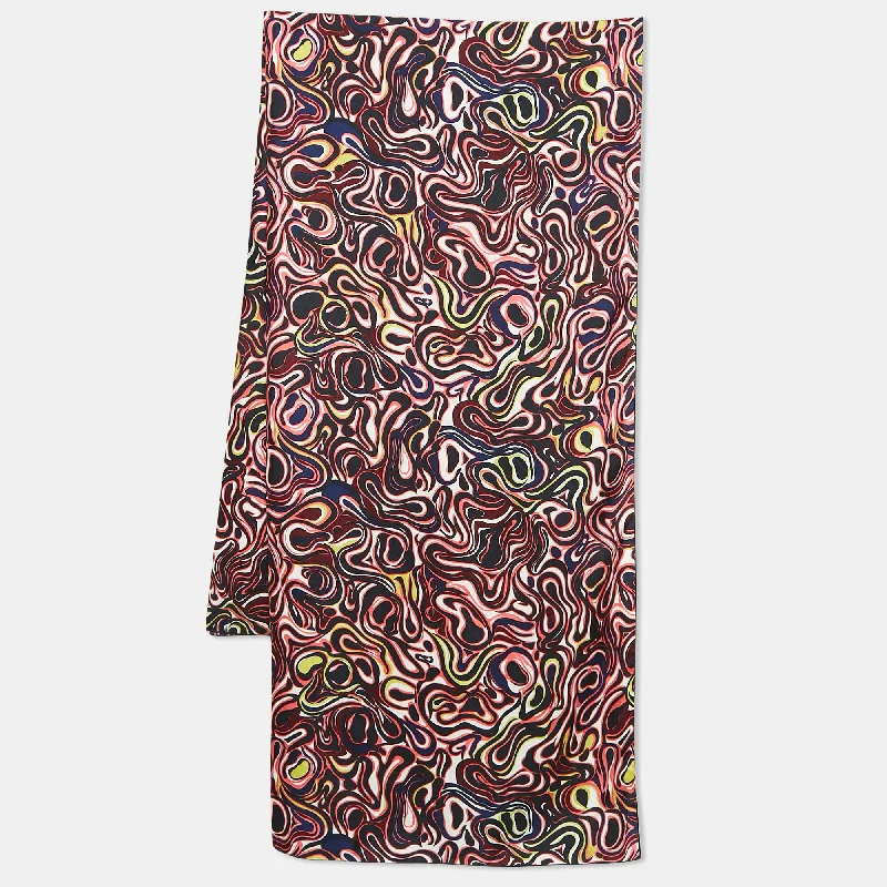 Scarves in earthy fabrics -Balenciaga Multicolor Abstract Prink Silk Square Scarf