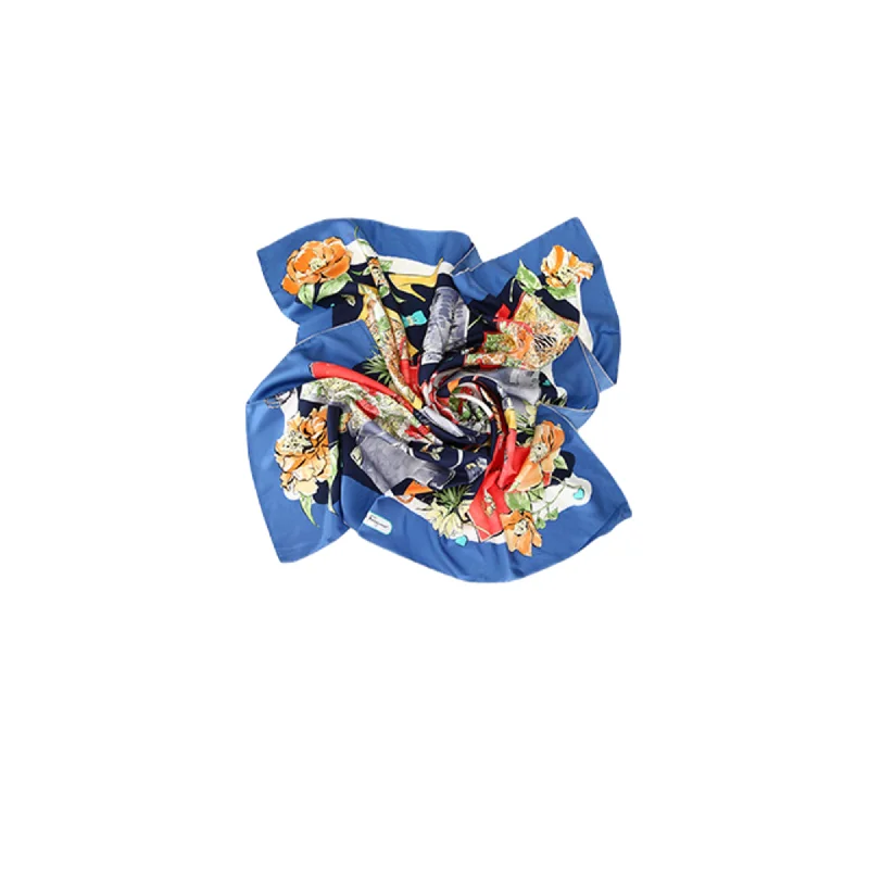 Scarves for cultural events -Ferragamo Fo Shopping Scarf Blue